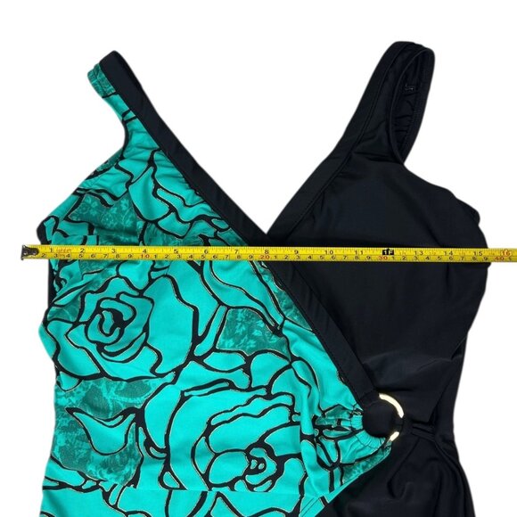 Vintage Shape Detector Swimsuit One Piece Crossover Size 16 Made in the USA - Picture 4 of 13